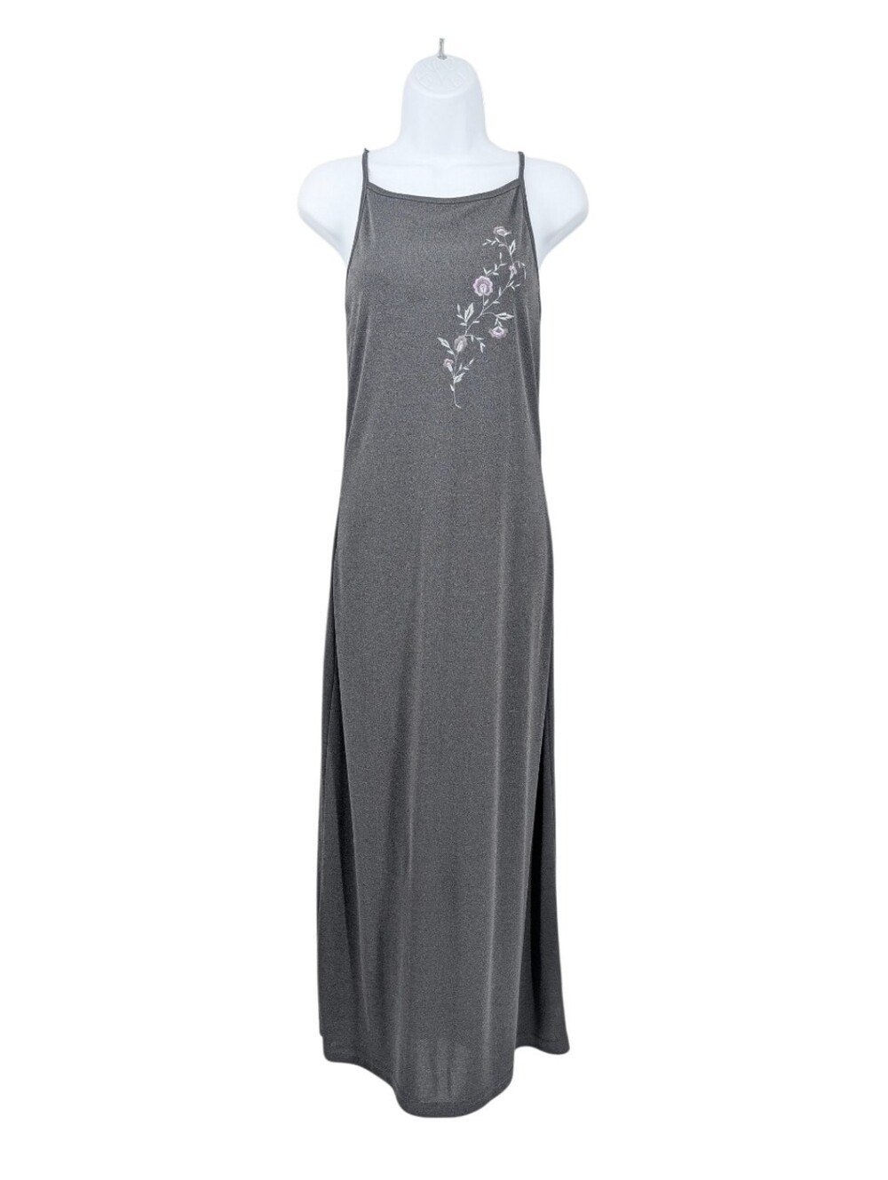 Y2K 90s Vintage Iz California Maxi Dress Square Neck Spaghetti Strap Embroidered